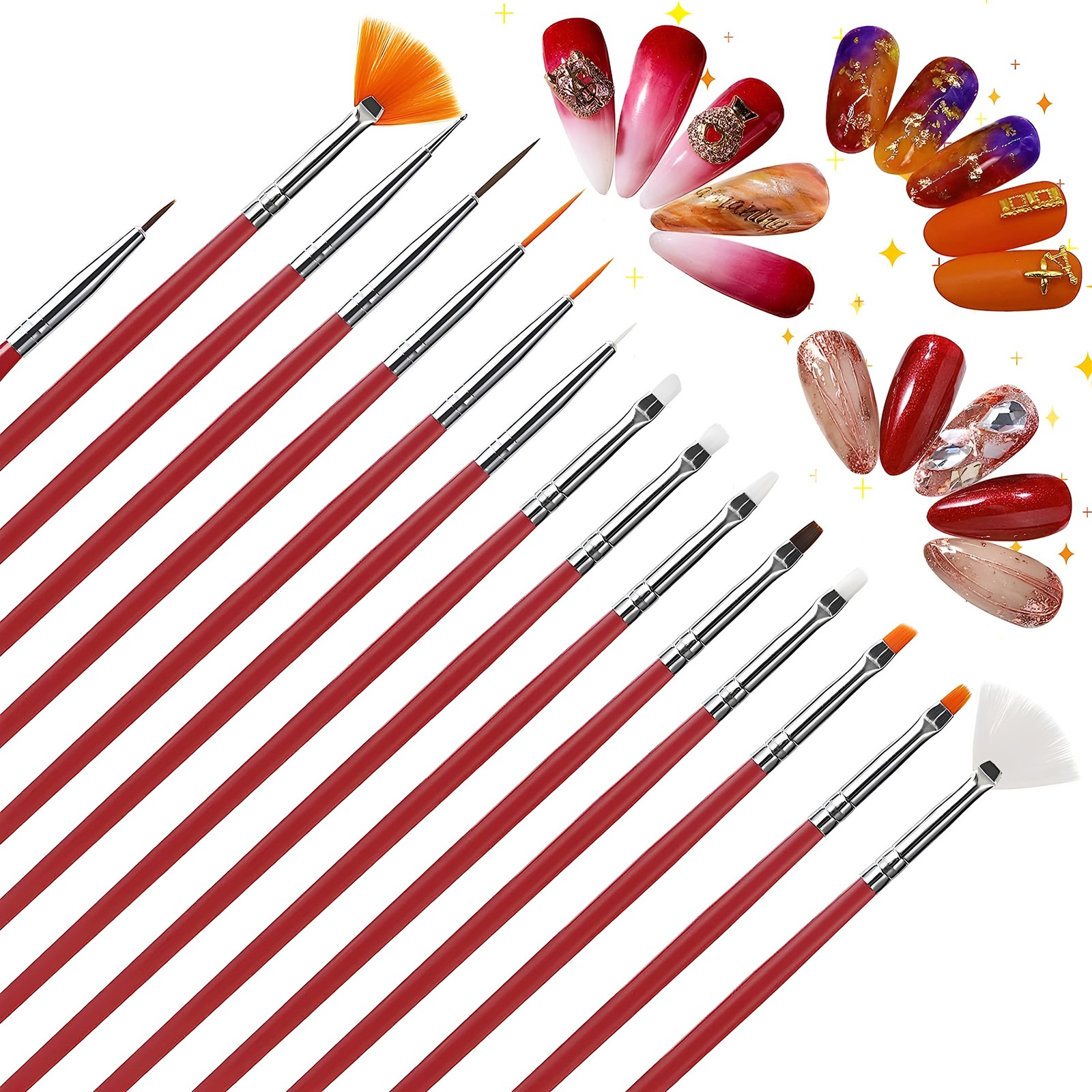 20pc Set Nail Art Design Dotting Painting Drawing Polish Brush Pen Tools Pink