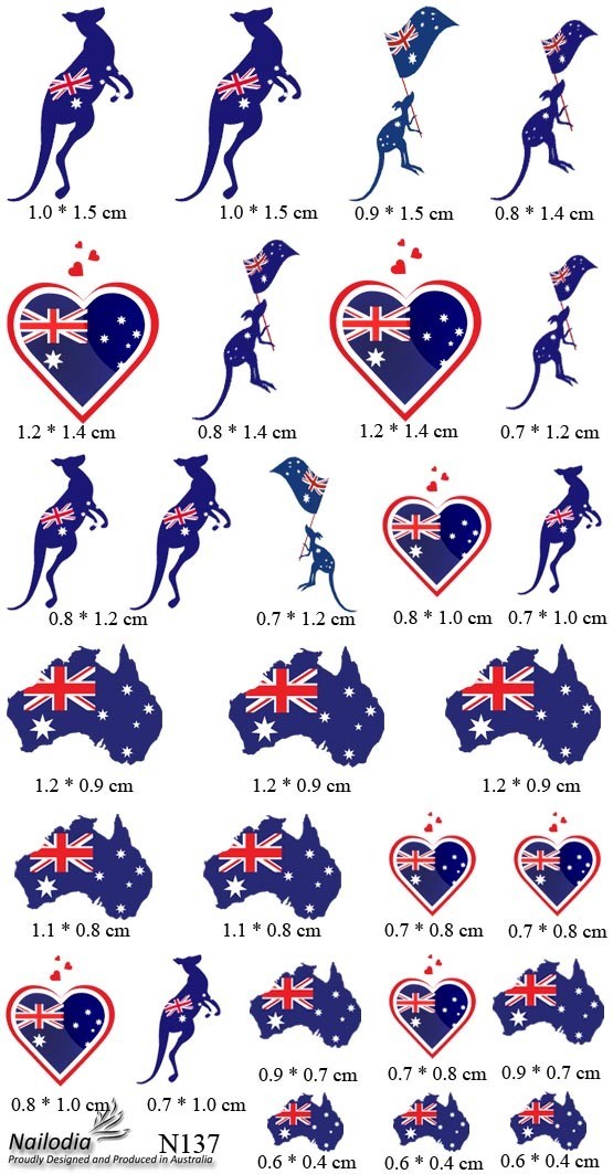 I Love Australia Nail Art Decal Sticker Water Transfer Slider – Aussie Theme
