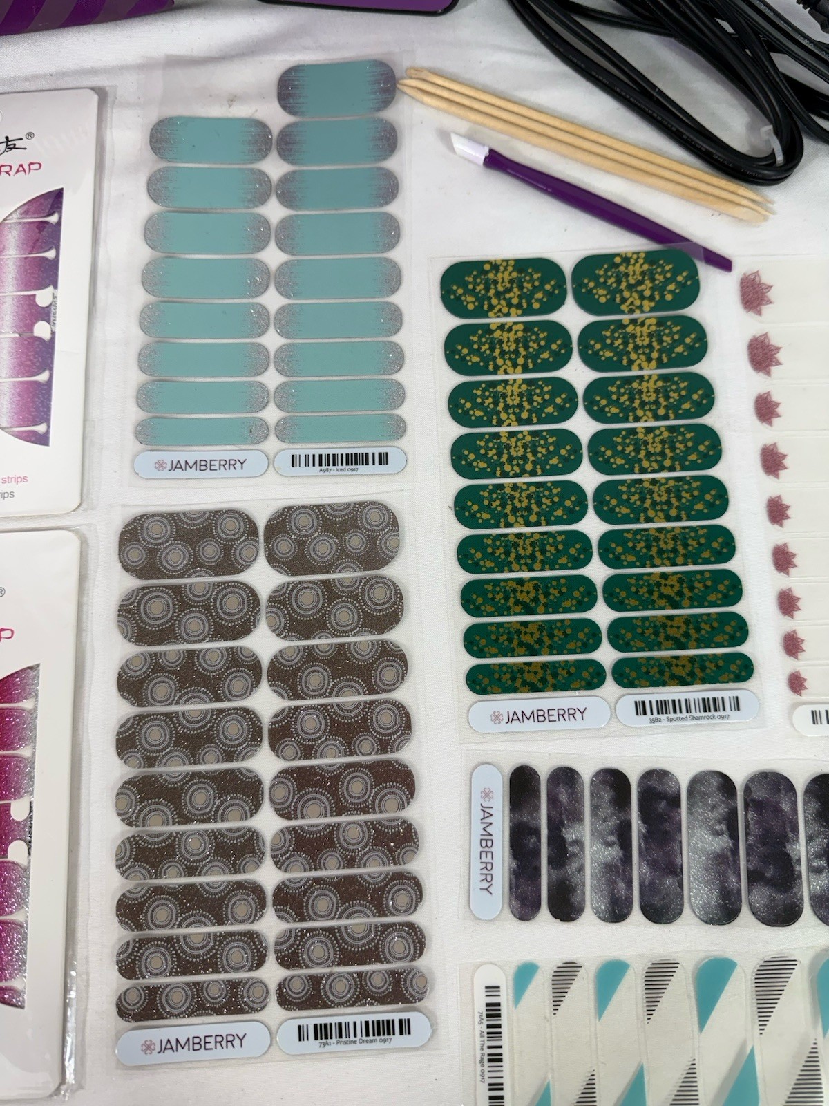 LOT Jamberry Mini Heater + New Nail Wraps + Bag Fingernail Manicure Stick On