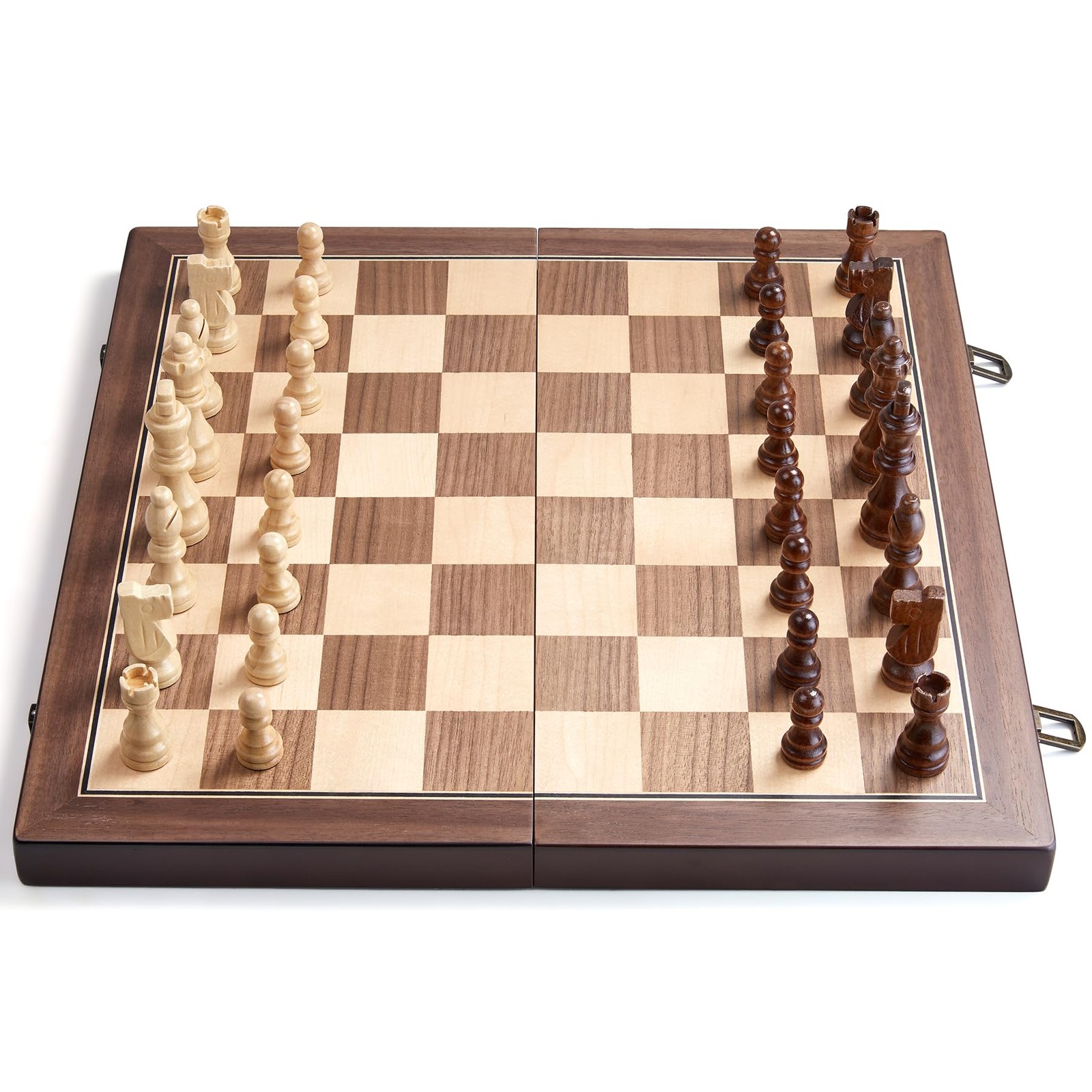AMEROUS 15” Magnetic Wooden Chess Set for 15 x 15 x 1 inches, Walnut, Maple