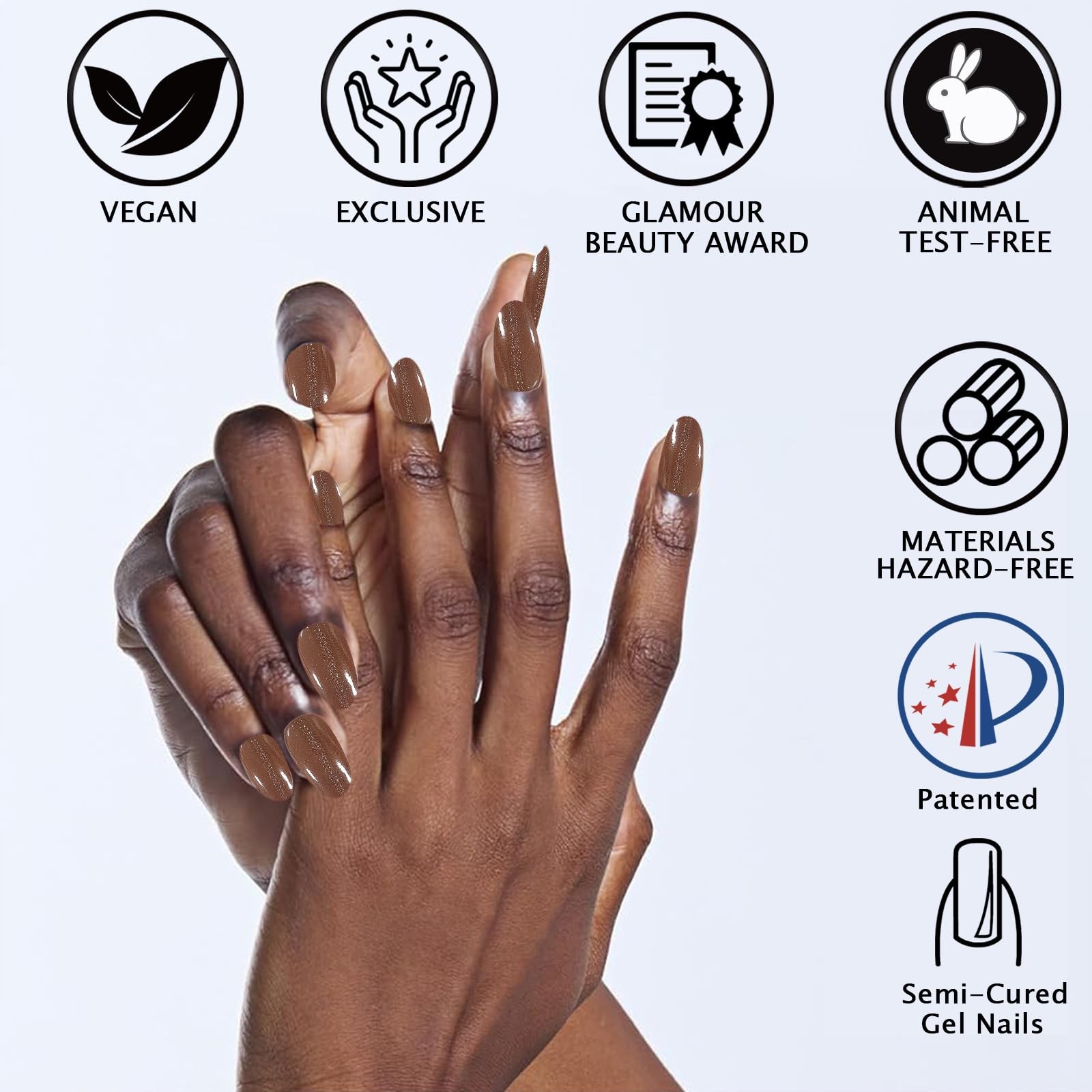 IQXGE 20PCS Brown Glitter Semi Cured Gel Nail Strips Wraps for Women | Gel Na…