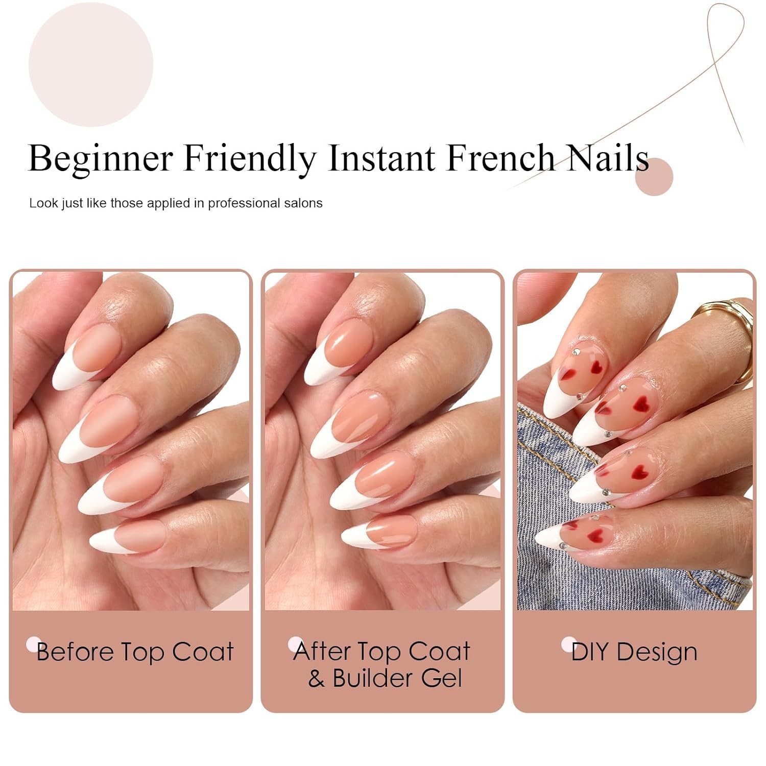 French Tip Press on Nails Gel Nail Tips – 300Pcs Pre-Colored Quick and Easy P…