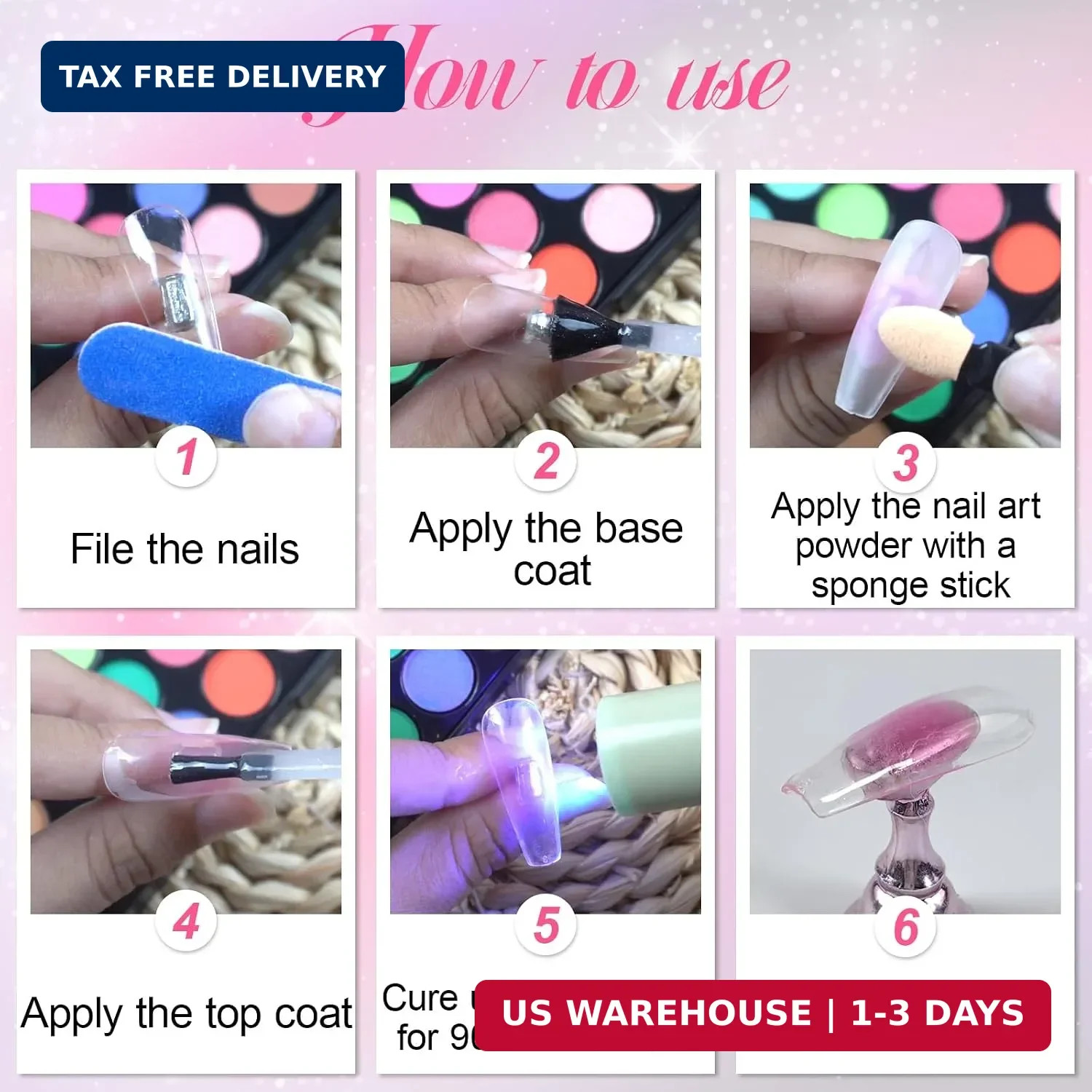 40 Colors Nail Pigment Powder Palette, Ombre Color Pigment Powder for Nails, Pro