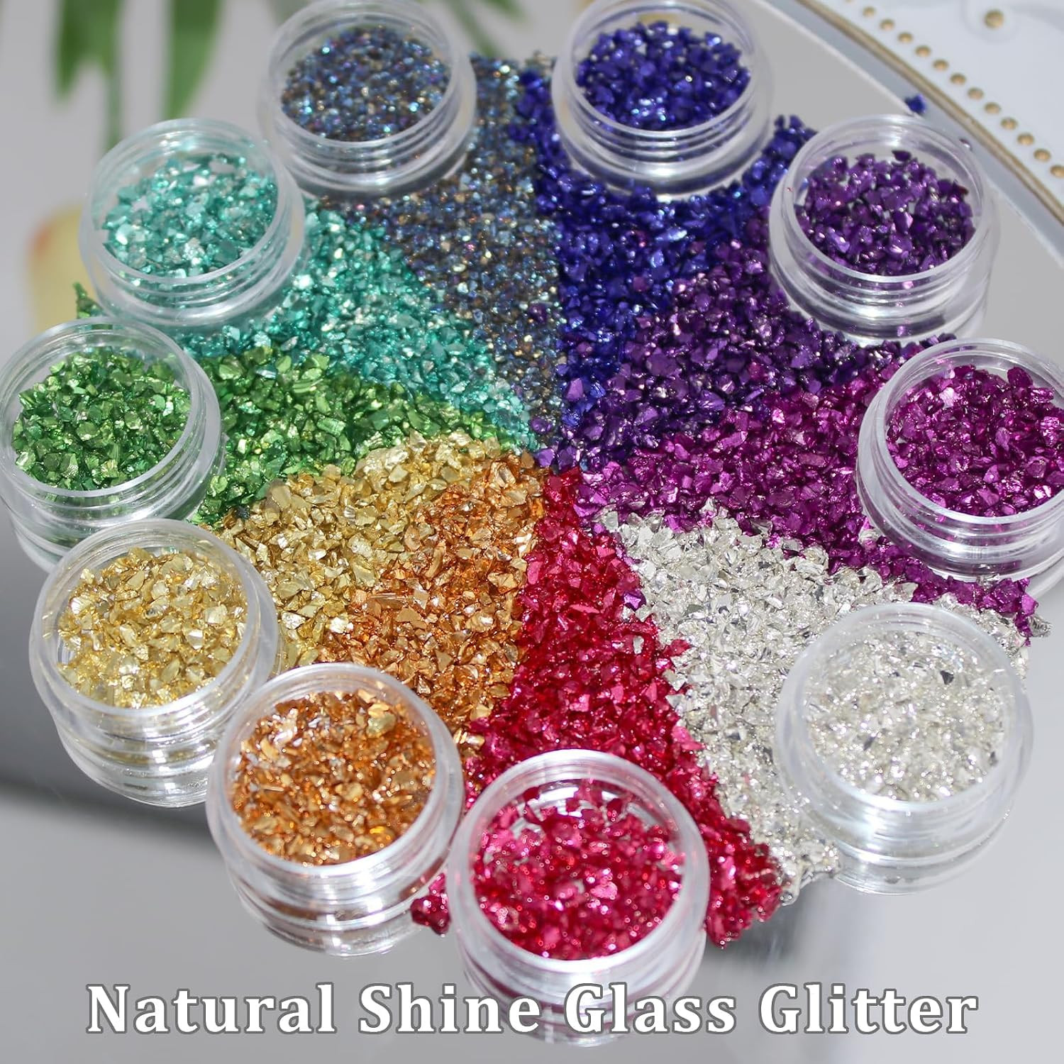 Irregular Nail Chunky Glitter Set 12 Colors Small Crushed Glass for Resin Art Sp
