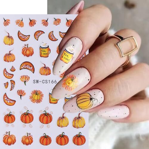 Holiday Nail Stickers, Halloween & Thanksgiving Day Fall Nail Decals 3D CS166