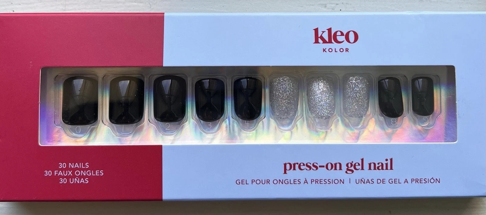 New Kleo Kolor Press-On Gel Nails 30-Pack~Midnight Lights Short Square