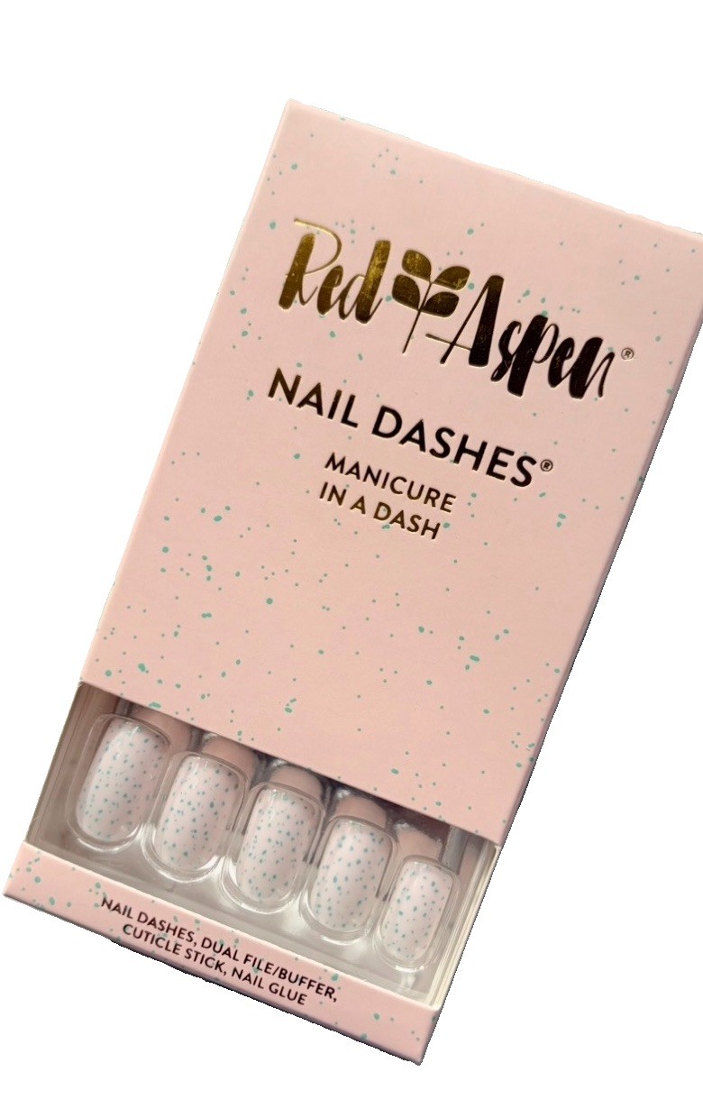 Red Aspen Press On Nail Dashes Sweet Tooth Elodie Medium Square NIB