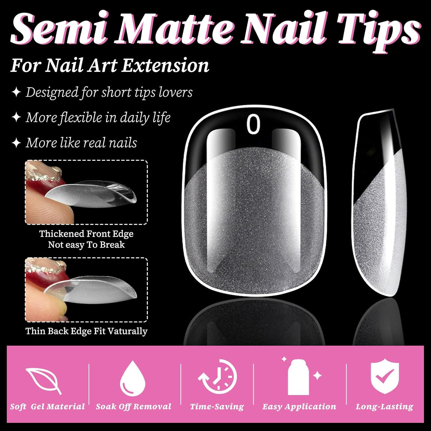 300Pc Extra Short round Square Gel Nail Tips Clear Fake Nail, XS Clear Press on