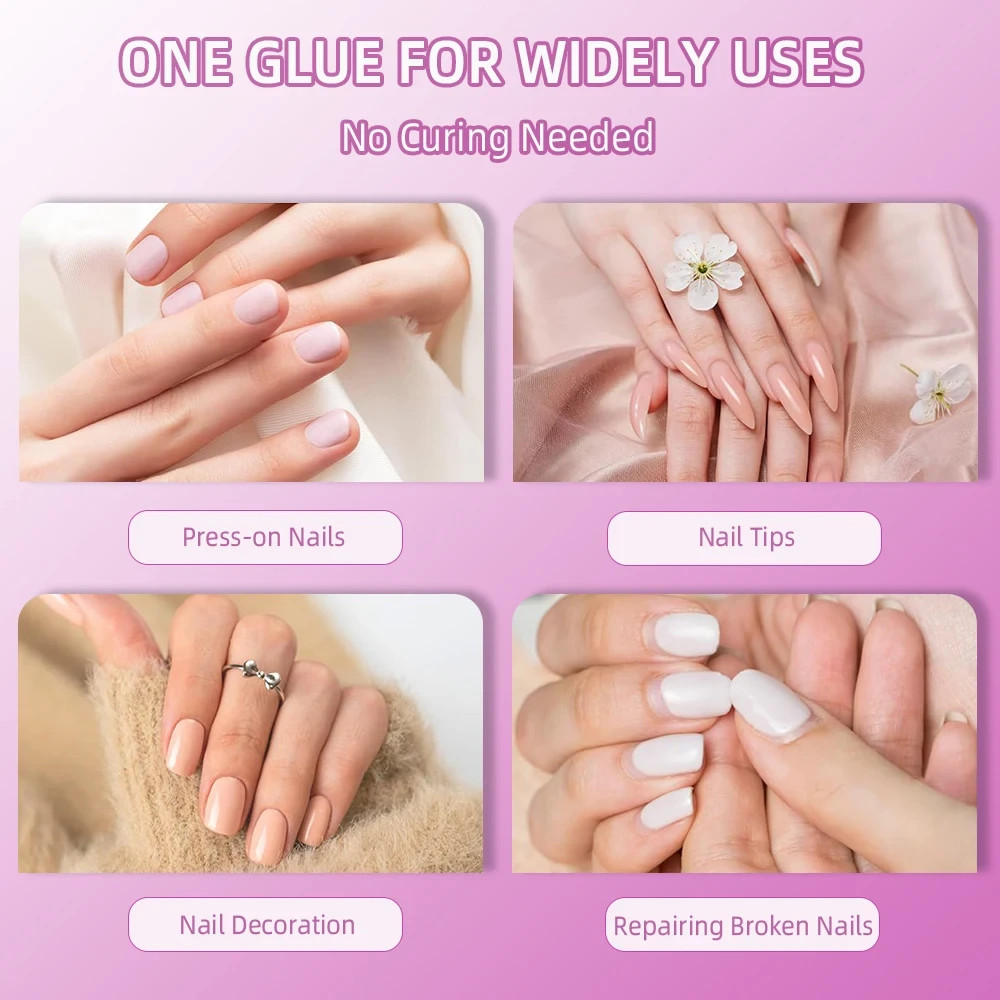 Brush On Nail Glue for Acrylic & False Nail Tips Quick Dry Strong Adhesive