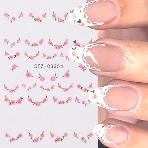 Spring Nail Stickers for Nail Art Flower Nail Decals 5PCS Self Flower-02