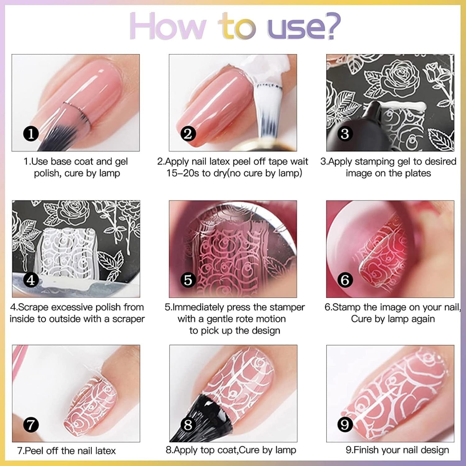 Nail Stamping Plates Set 15PCS Nail Art Stamper Scraper Nail Art Stamping Kit…