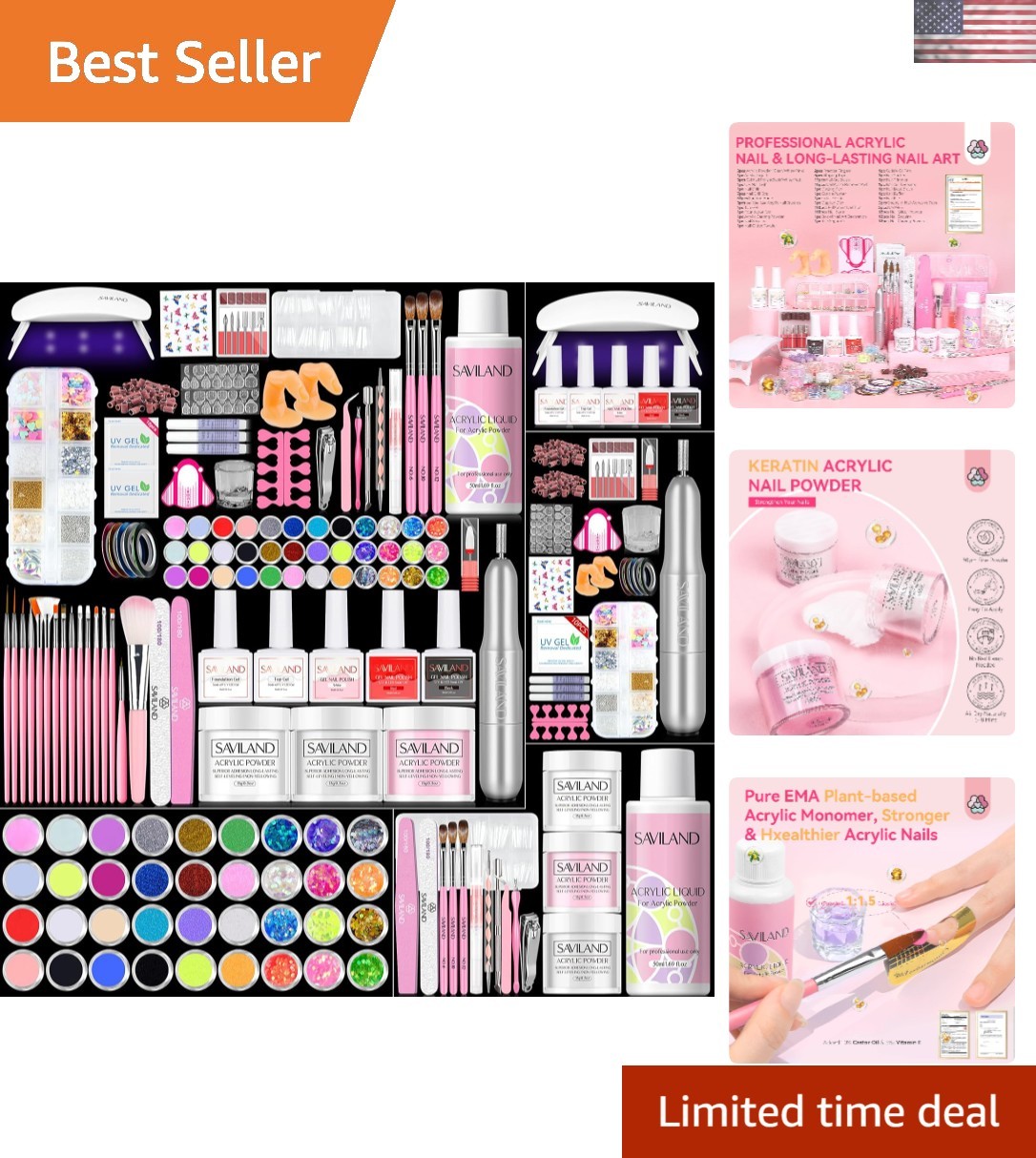 Professional 414pcs Acrylic Nail Set with Gel Polish & Nail Drill Gift Idea