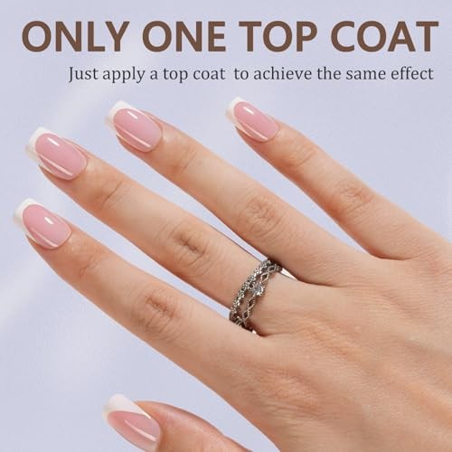 French Gel Nail Tips, 160Pcs French Tip Press on French B- Short Square-Pink