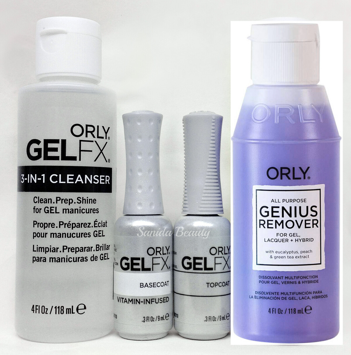 ORLY GELFX Essential 4PC KIT – Base + Top 0.3oz & Cleanser + Remover 4oz