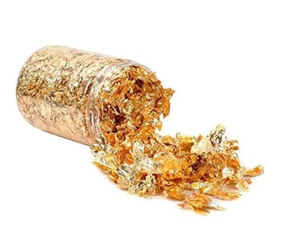 Gold Leaf Flakes,Gold Foil Flakes for Resin，10g Metallic Foil Flakes，for golden
