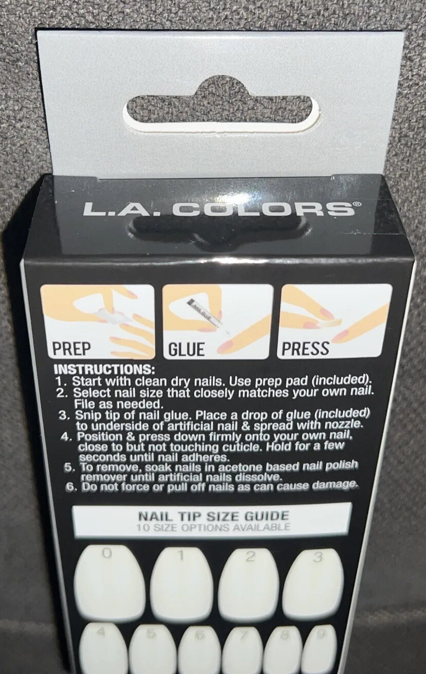 L.A. COLORS Nail Frill Artificial Nail Tips, Marble-ous Mani, 33 Pieces
