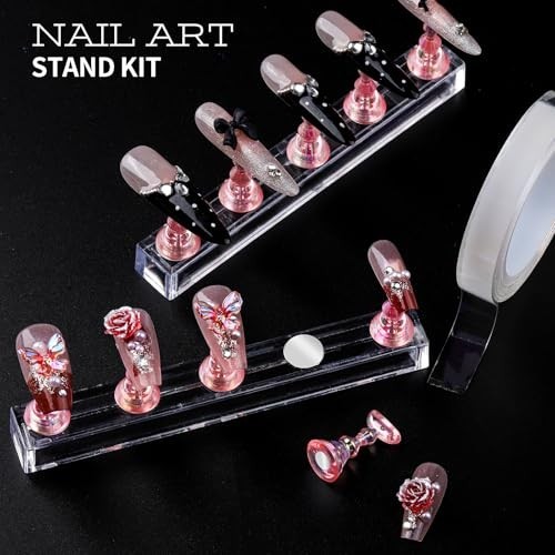 3D Nail Charms & Art Tools Set – 15 Brushes, 5 Dotting Tools, Nail Stand, Gems