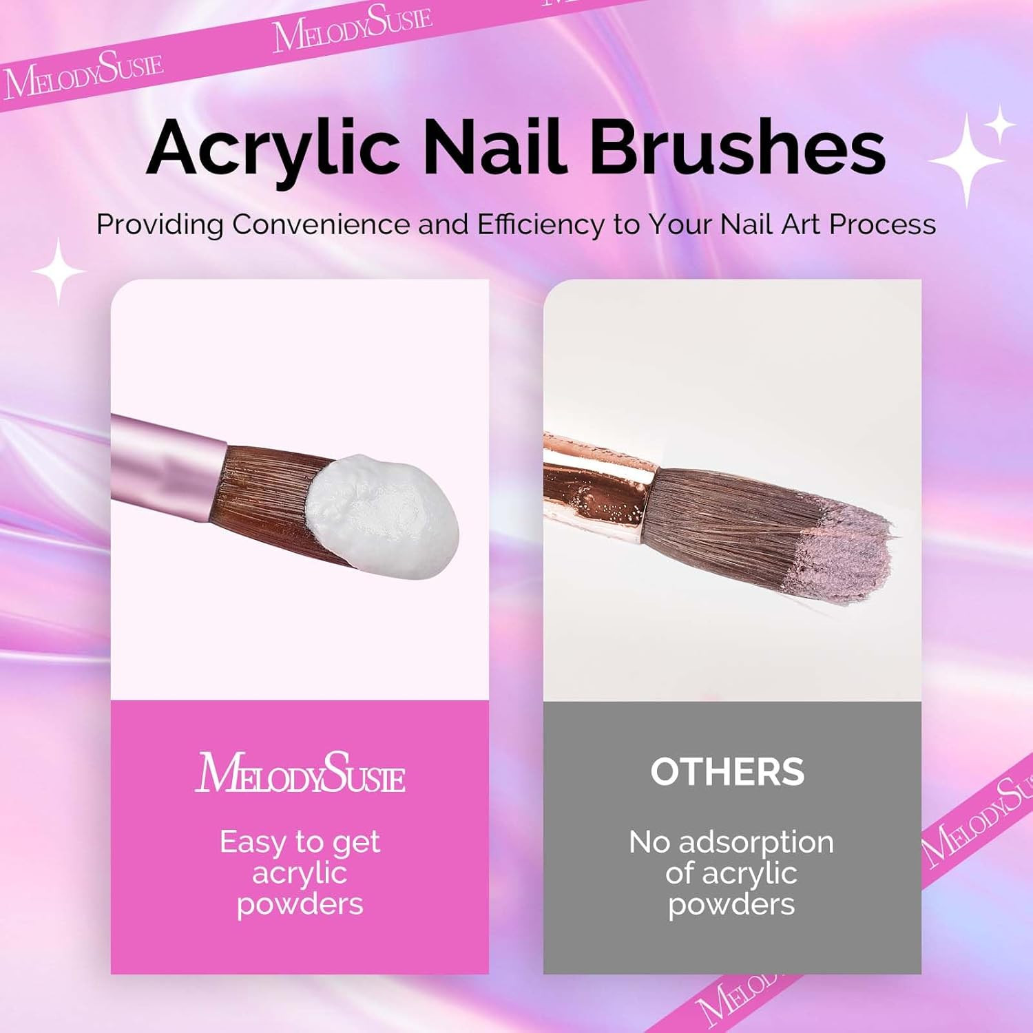 4Pcs Acrylic Nail Brush Set, Size 8/12/14/16 Professional Nail Brushes for Acryl