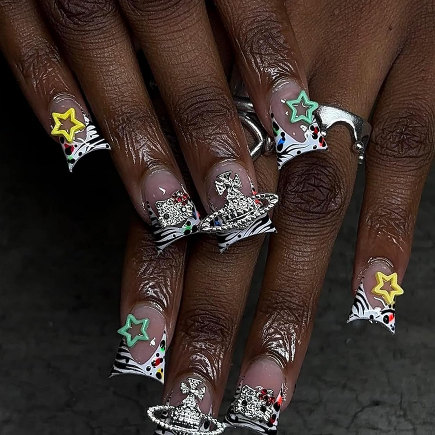 Vibrant 80Pcs Silver Nail Charms with Butterflies & Cherries for Unique Nail Art