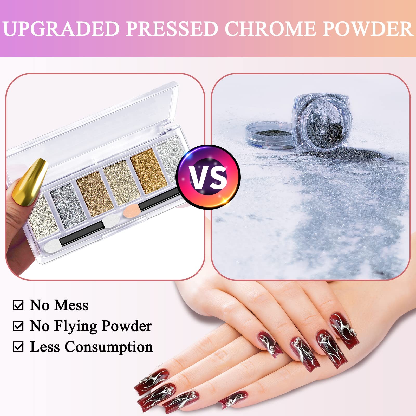 Gold Silver Chrome Nail Powder, 6 Colors Holographic Unicorn Iridescent Nail …