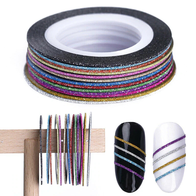 Winstonia 21 Pcs Nail Art Striping Tape Lines Tip Decorations Matte Glittery DIY