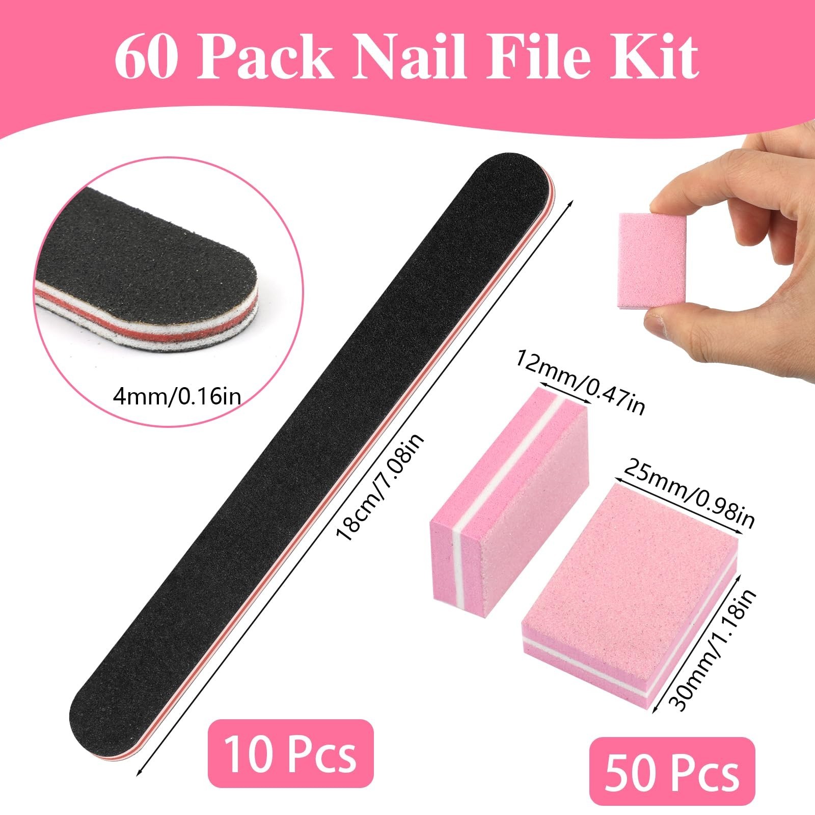 60 Pack Nail Buffers, Mini Buffer Block Nail File, Nail Buffer Block, Nail Fi…