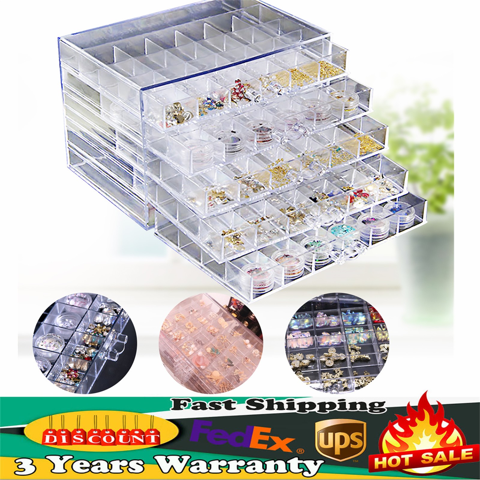 Earring Storage Box Organizer Acrylic Jewelry Storage Box Holder 5 Drawers