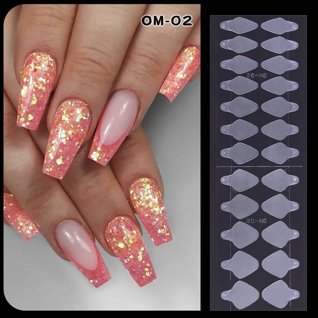 24Pcs French Tips Silicone Pads Inner Mould Sticker for Nail Form Extension Gel