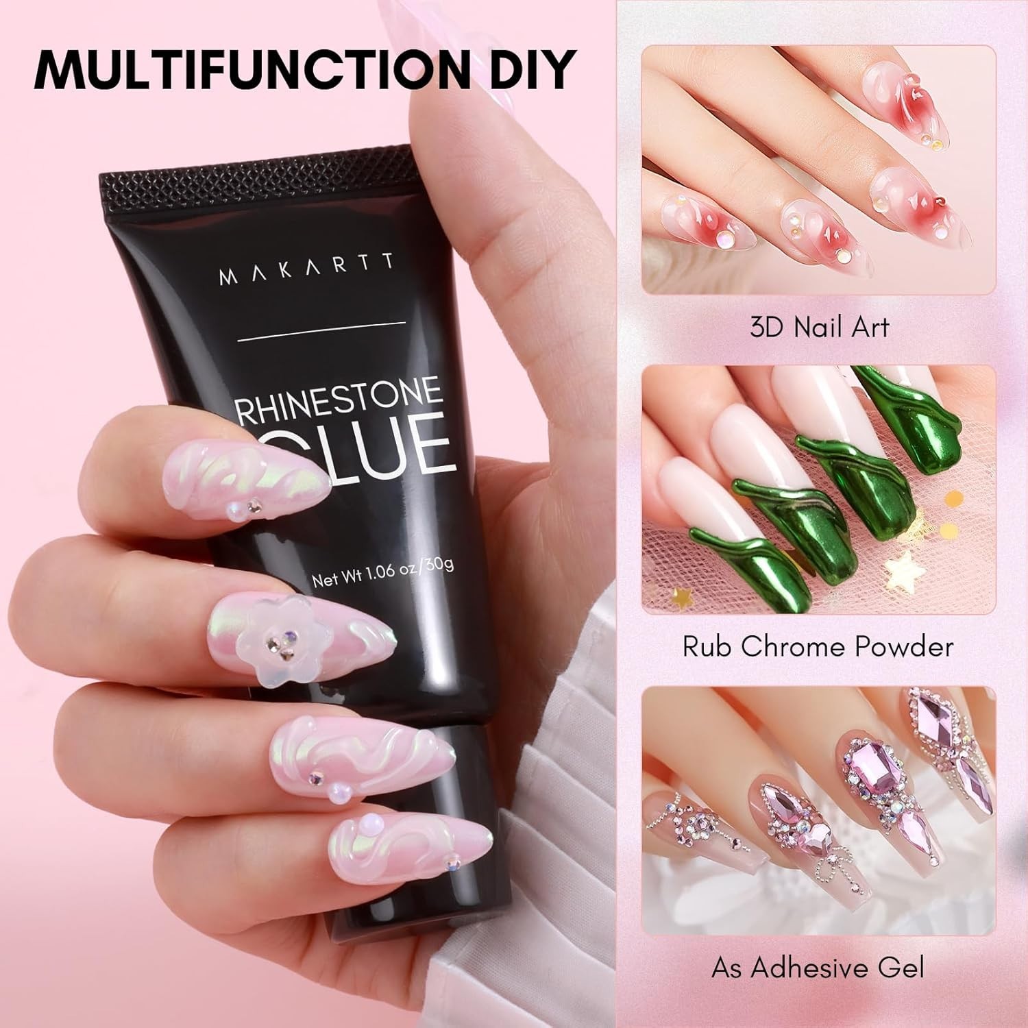 Easy-to-Use Nail Rhinestone Glue & 3D Gel – Perfect for Nail Lovers & Beginners