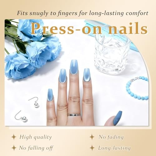 Light Blue Cat 24 Ounce (Pack of 1) 24Pcs-Coffin Medium Square-15 Light Blue