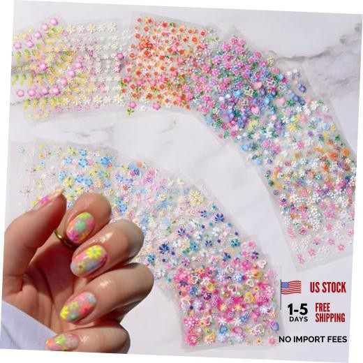 SPLOCUDU Colorful Cute Daisy, Floral, Heart, Flower Nail Art Stickers Decals,
