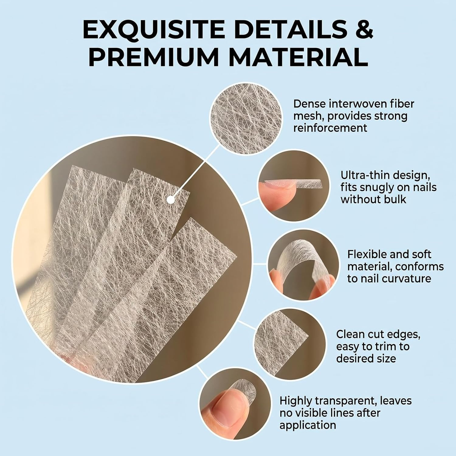 100 Pcs Fiberglass Nail Wrap Extension, Nail Repair Silk Wrap for Broken Split