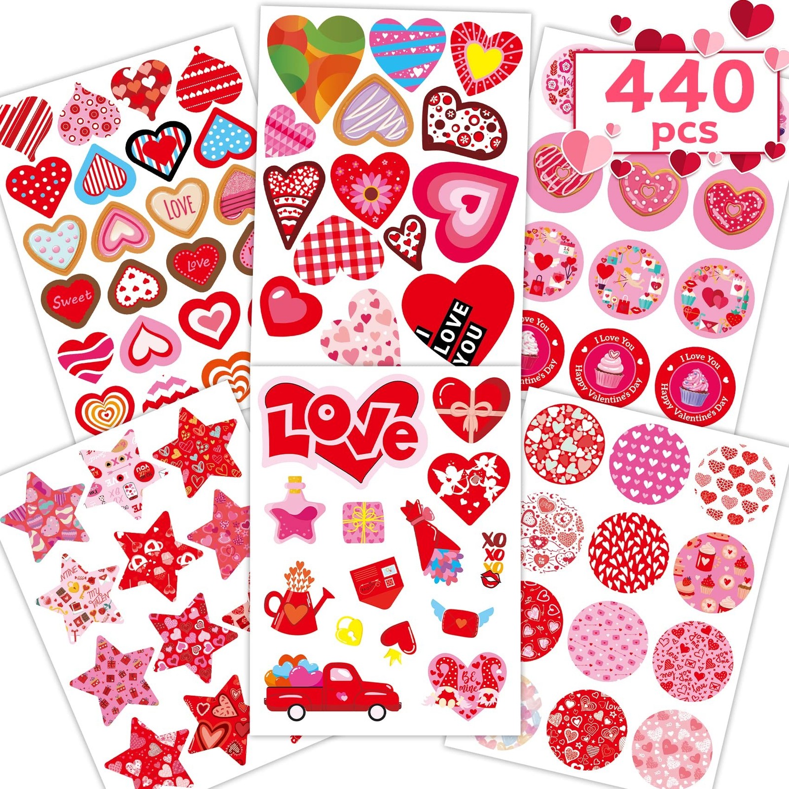 Valentines Stickers 440PCS Valentines Day Stickers for Kids Valentines Sticke…