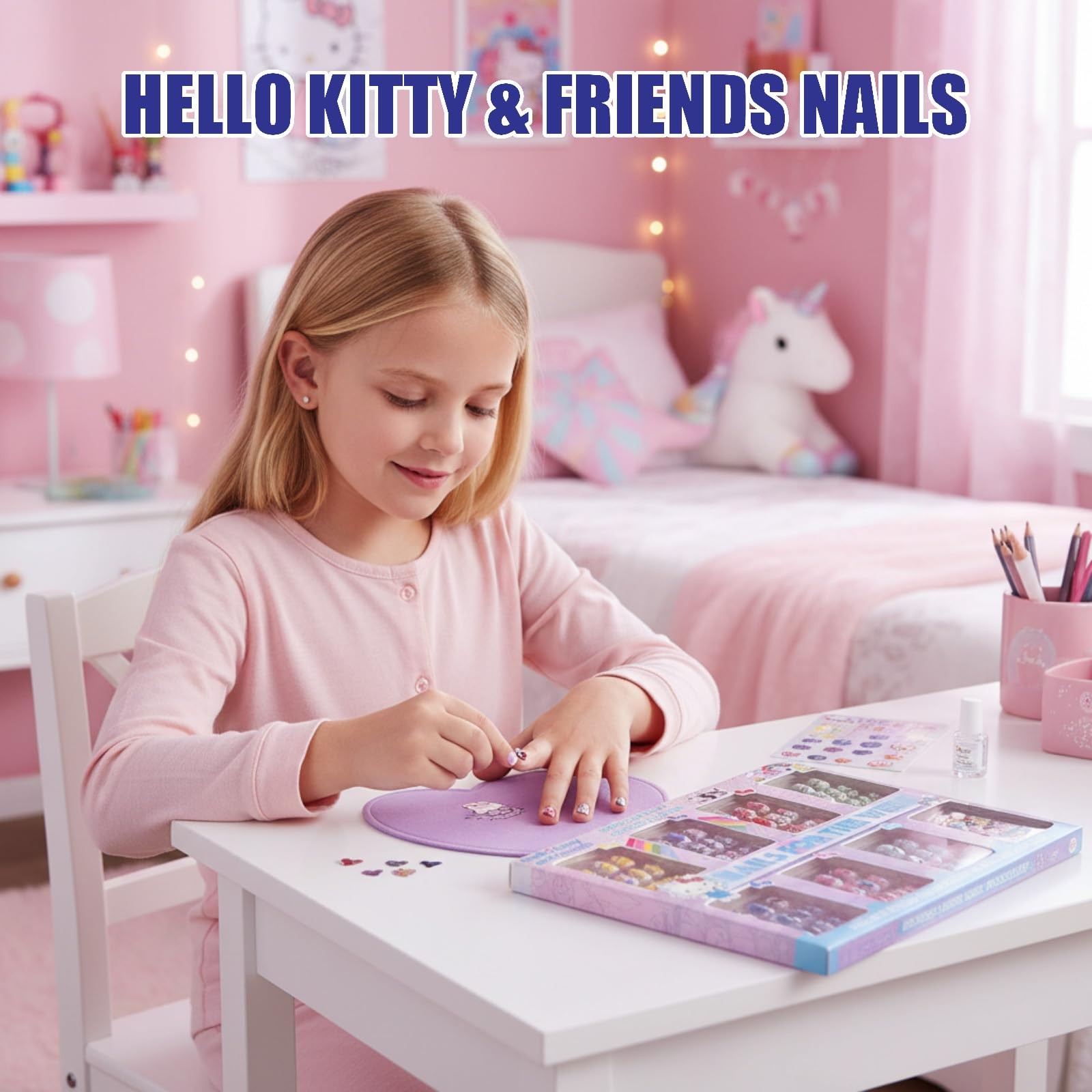 Townley Girl Hello Kitty and Friends Press On Nails 84 Pcs Kids