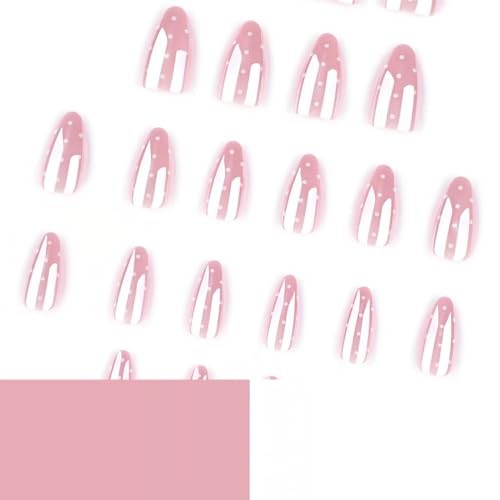Nude Pink Electroplating Press on Nails Short Almond Fake Nails Aurora White