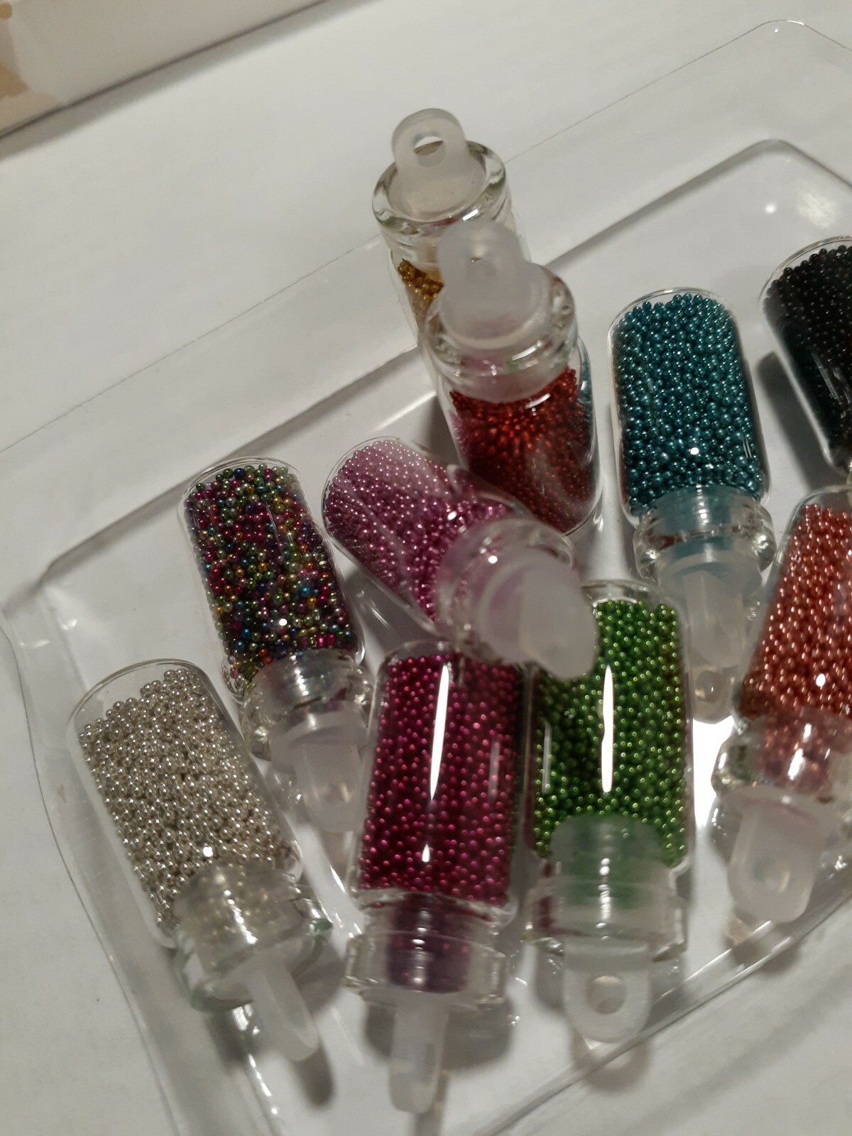 Micro beads caviar nail art Decoration set 12 small bottles mixed colors