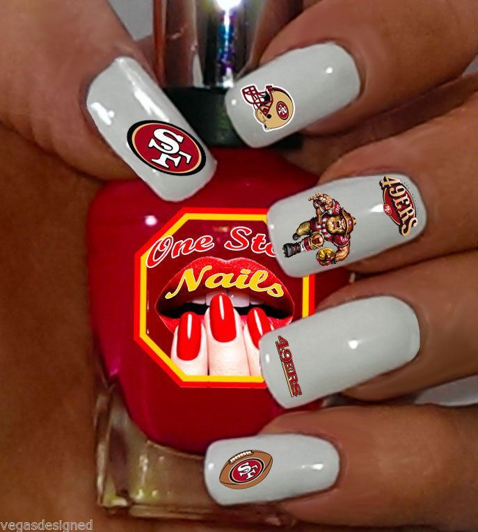 56pcs San Francisco 49ers Nail Art Decals Stickers Transfers. NFL SF001-56