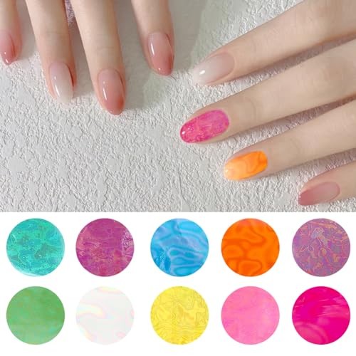 1 Box 10 Rolls Iridescent Nail Foil Sheets Holographic Nail Transfer Style 3