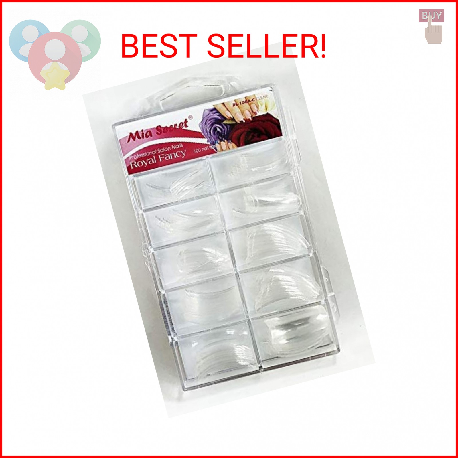 Mia Secret – Nail Tip Royal Fancy 100PC 500PC – Clear/White/Natural (100 Clear)