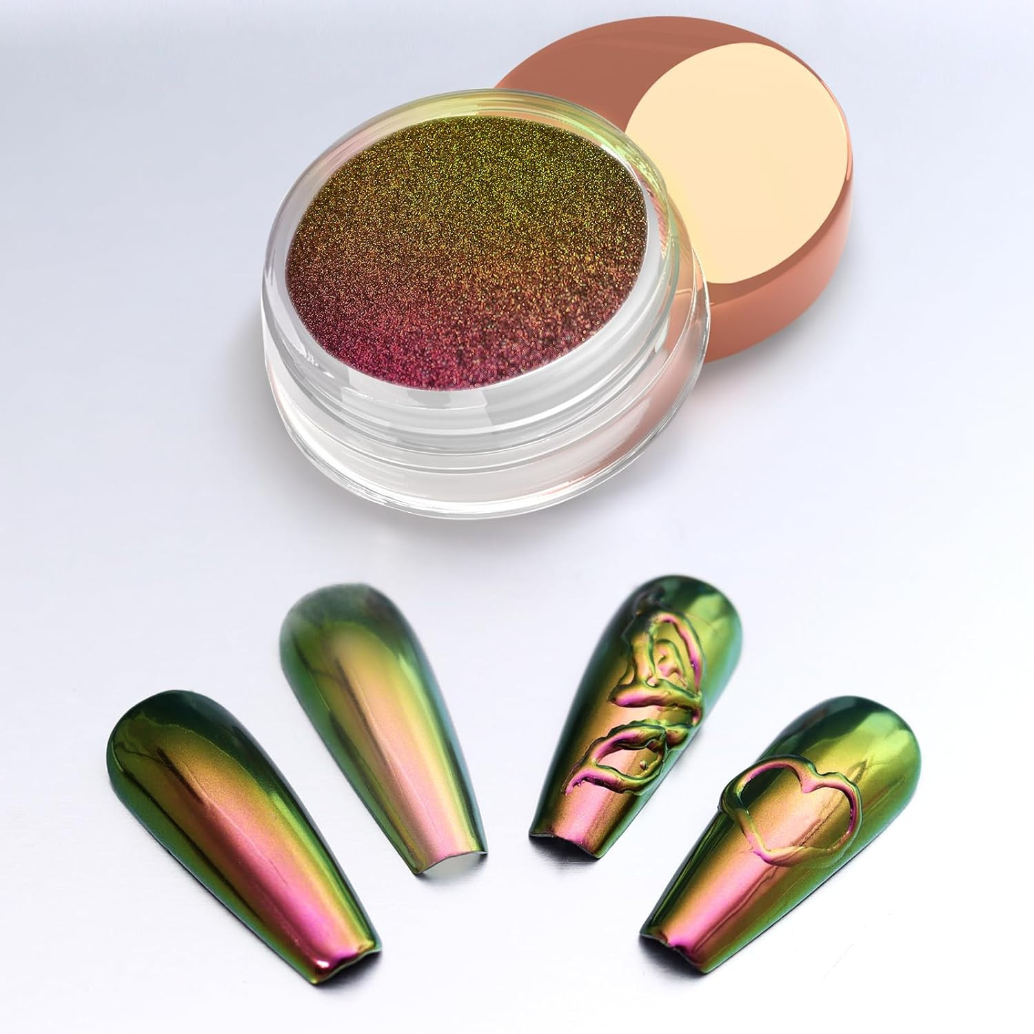 Chameleon Chrome Nail Powder, Color-Shift Nail Powder Pigment Glitter Dust Magic