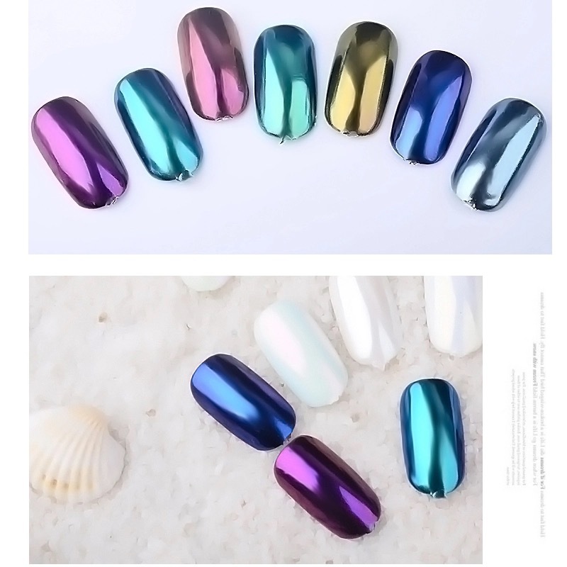 CERAMIC Nails Mirror SHELL Powder Shiny PEARL White Chrome Nail Pigment Colours