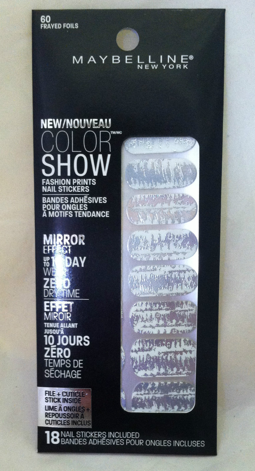 Maybelline Color Show Nail Stickers Mirror Effect *60 FRAYED FOILS* Silver BNew