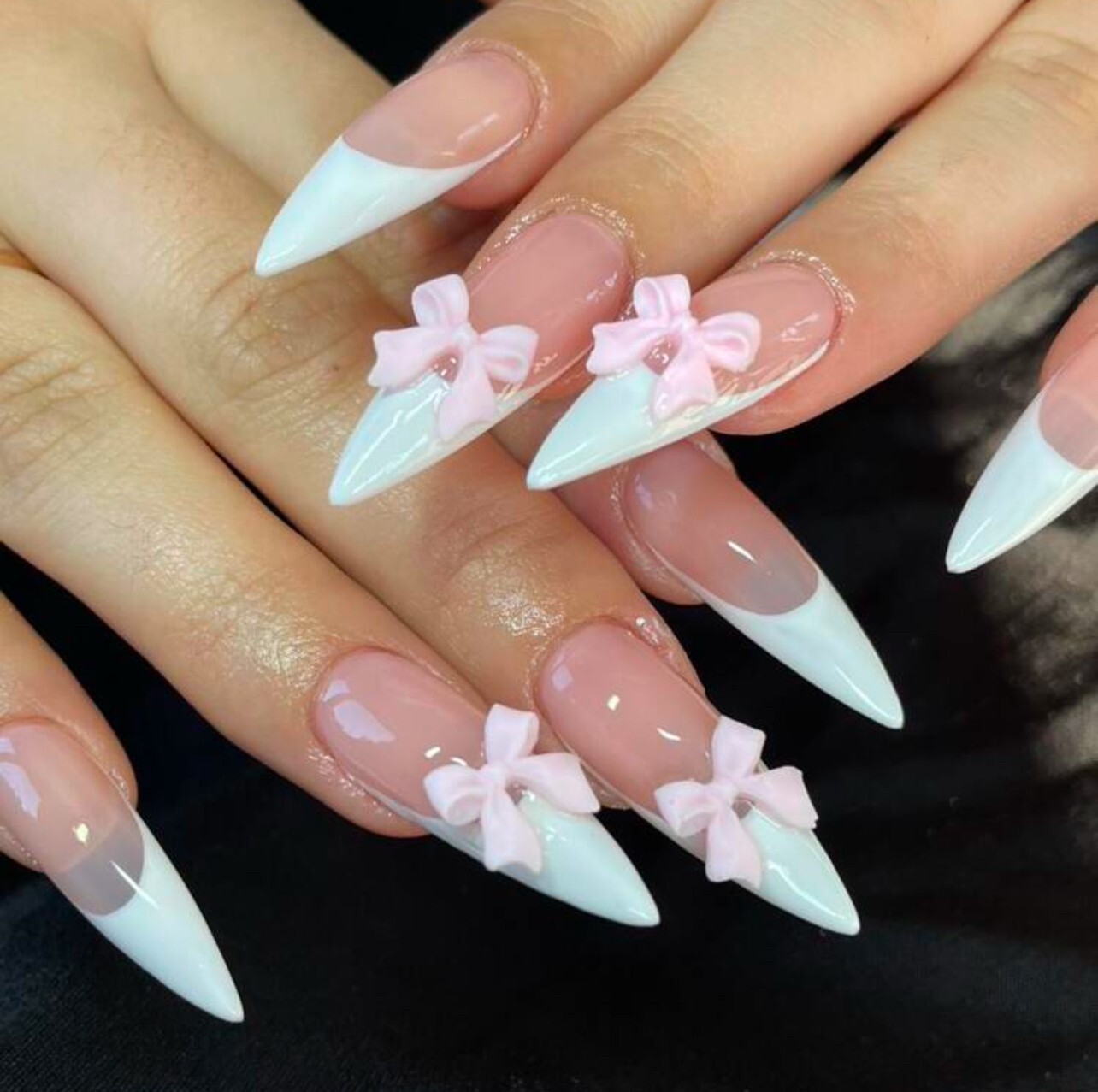 20PCS 3D Bow Cute Nail Art Decorations Accessories Charms white pink blue black