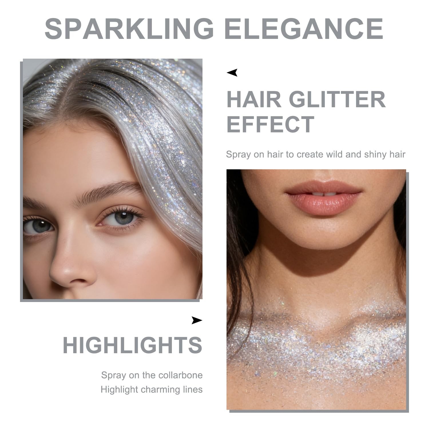 Hair and Body Glitter Spray, Shimmering Powder Sparkle Powder Makeup, Glitter…