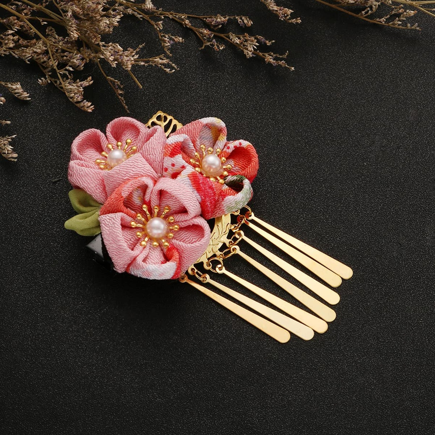 Lurrose Hair Clip, Japanese Kimono Flower Design, for Women Girls, Hair Acces…