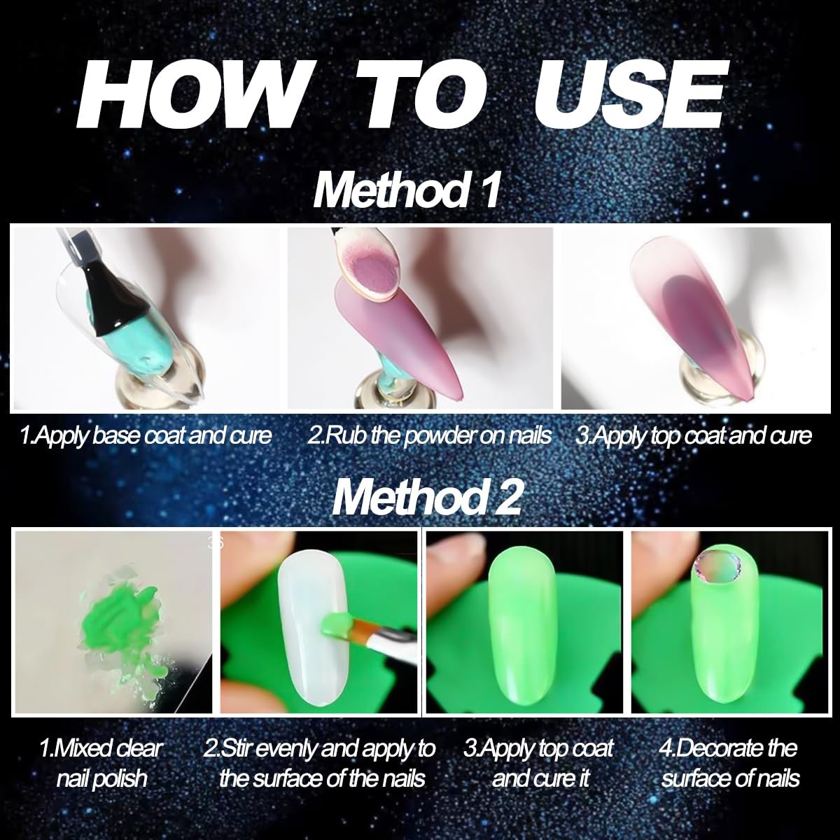 Glow in The Dark Pigment Powder,12 Colors Luminous Iridescent Multicolor