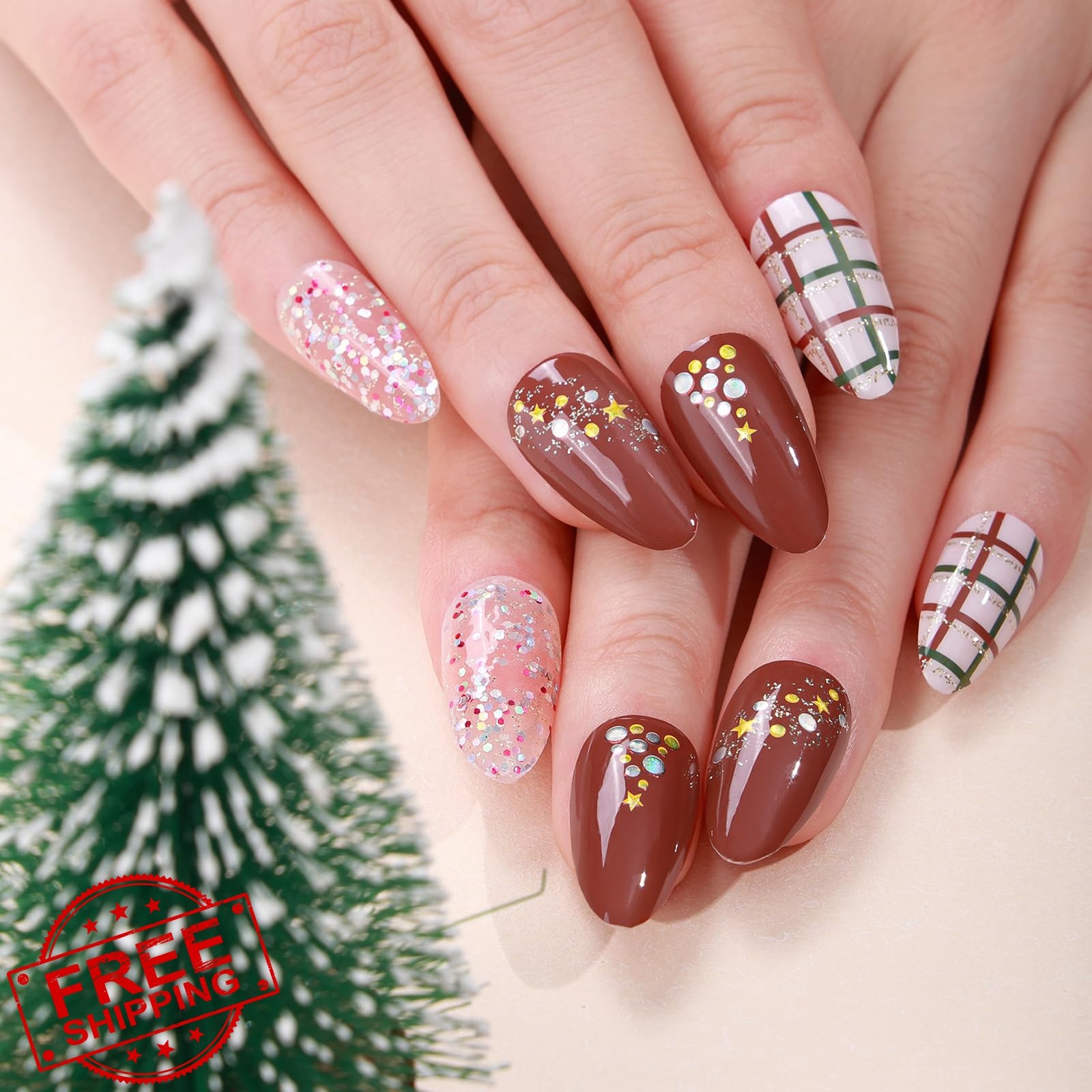 winthrop Christmas Nail Wraps Glitter Snowflake 6 Sheets