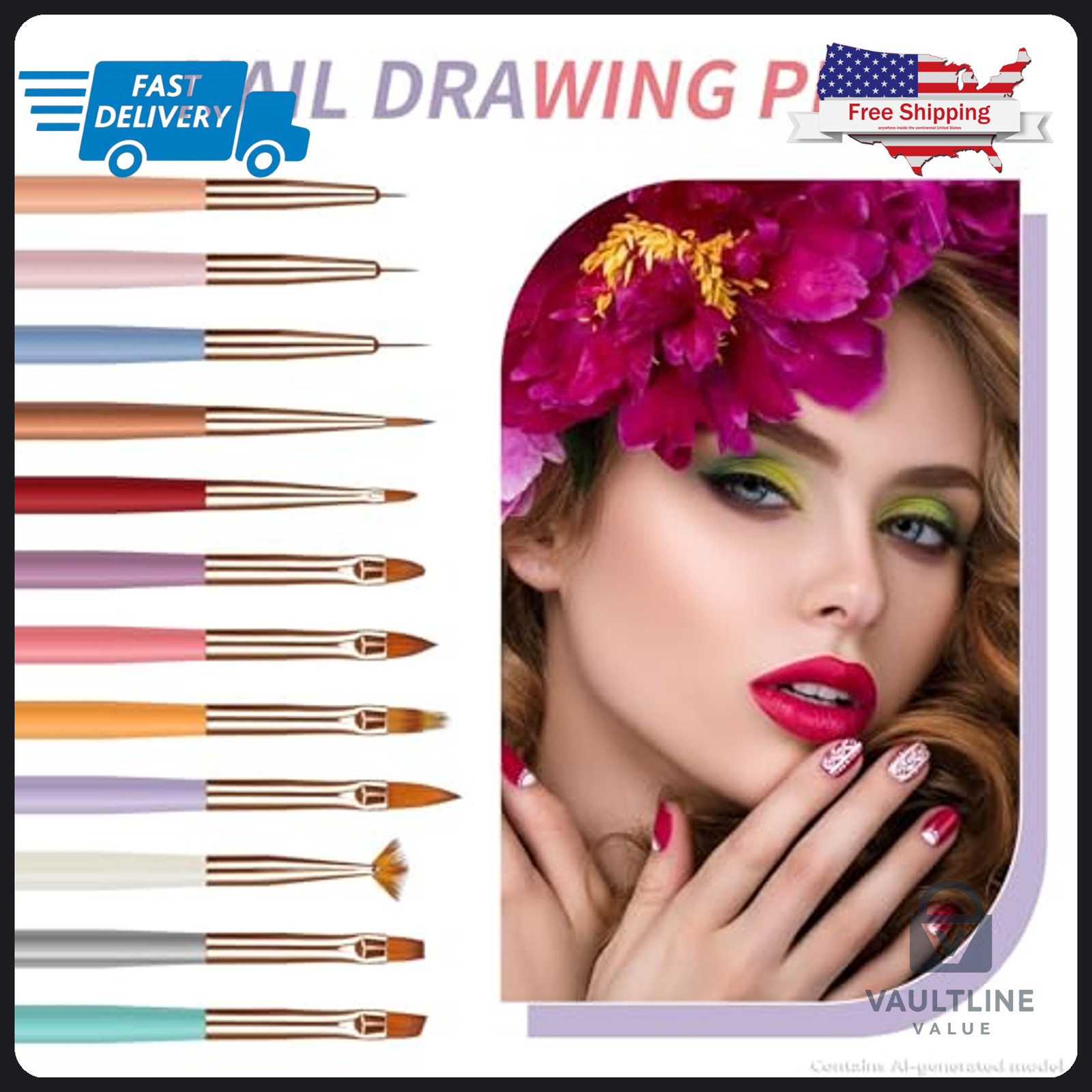 12 Piece Artdone Nail Art Brush and Dotting Tool Set for Manicure Design
