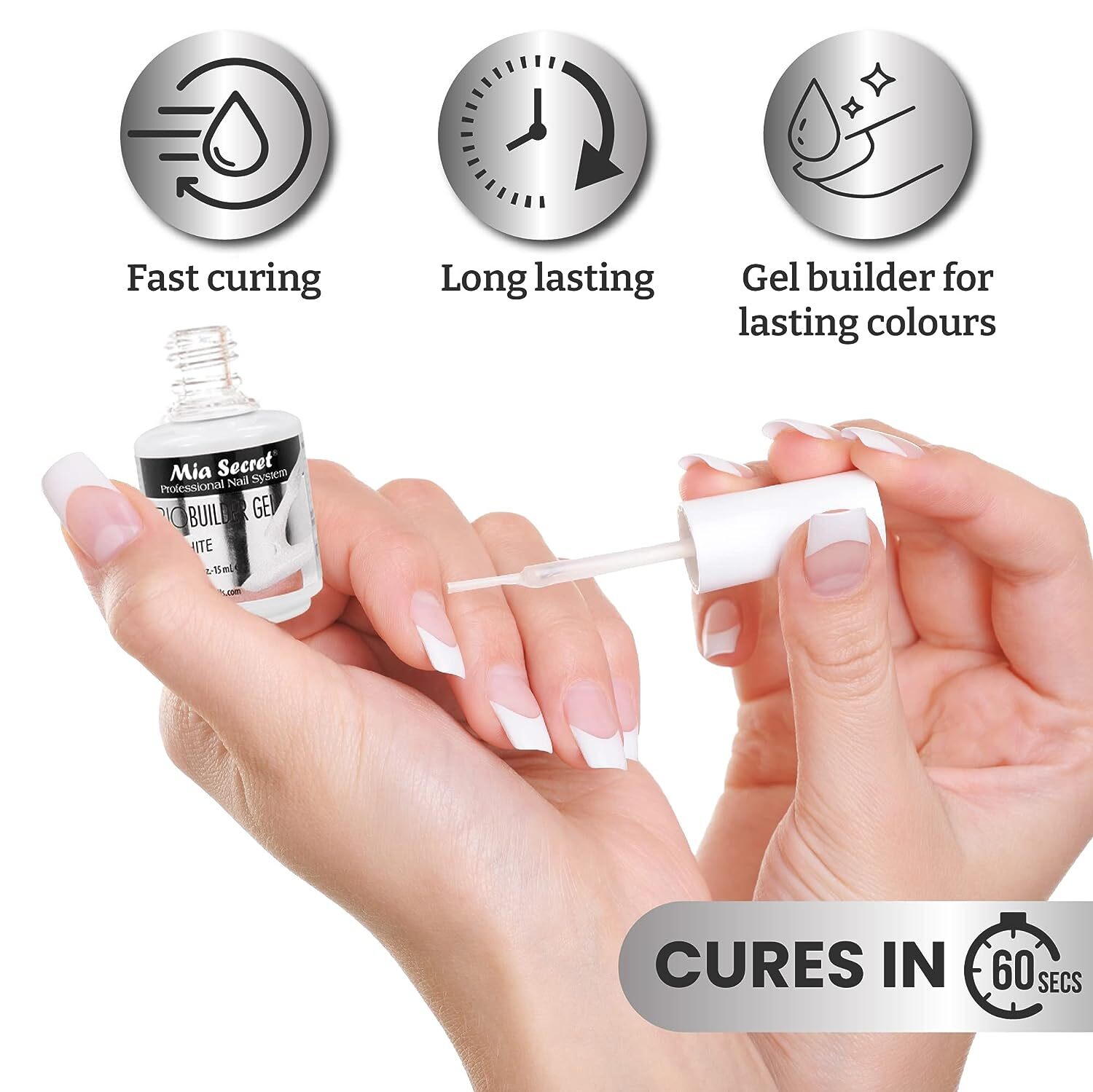 Mia Secret Clear Biobuilder Gel Brush-on White Builder Gel in a Bottle 1/2 oz