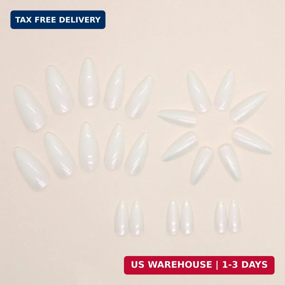 CTTHNBD Press on Nails Almond – Medium Fake Nails with Aurora Design – White Ful
